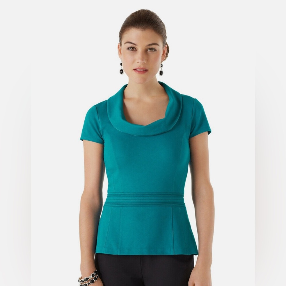 White House Black Market teal/turquoise peplum top size XS